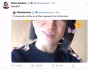 Manu entra na brincadeira e reposta a publicação 