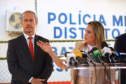 Governadora em exercício Celina Leão fala em batalhão da PM ao lado do interventor Ricardo Cappelli