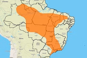 Alerta laranja: indica perigo. Há previsão de um volume de chuva entre 30 e 60 mm por hora ou 50 e 100 mm por dia, com ventos intensos de 60 a 100 km/h