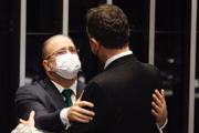 Procurador-geral da República, Augusto Aras, e o presidente do Senado, Rodrigo Pacheco (DEM-MG)