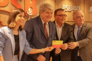 O apresentador José Luiz Datena durante evento de filiação ao PSB, em dezembro de 2023