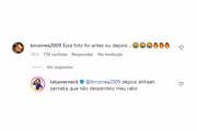 Comentário da atriz sobre o questionamento de um seguidor 