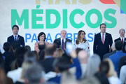 Além de Lula, participam do evento Nísia Trindade, ministra da Saúde, e Camilo Santana, ministro da Educação