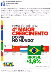 Postagem do governo retuitada por Haddad