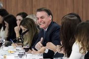 Brasília, 14/06/2019. Presidente Jair Bolsonaro recebe jornalistas para Café da manhã no Palácio do Planalto. Entre os temas abordados, estavam a demissão do presidente dos Correios, a relação com Santos Cruz e o ex-presidente Lula