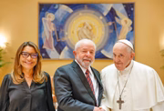 Janja, Lula e papa Francisco no Vaticano