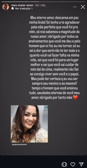 Manuel Azevedo, filho de ex-candidata à Morena do Tchan, se despede: "Eterno amor"