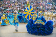 Mestre-sala e porta-bandeira no desfile da Unidos da Tijuca 