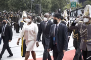 O presidente haitiano Jovenel Moïse chega à Assembleia Nacional para participar da cerimônia de posse do presidente eleito do Equador, Guillermo Lasso, em Quito, Equador, em 24 de maio de 2021