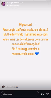 "Venceu mais essa", diz amiga de Preta Gil após cirurgia de 18 horas