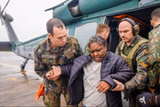 Resgate de pessoas afetadas pelas chuvas no Rio Grande do Sul, na Base Aérea de Santa Maria (RS)