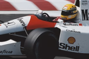 Ayrton Senna com seu capacete característico