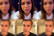Anitta e Felipe Carreras durante a live