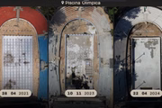 Evolução das obras da piscina do Pacaembu 