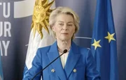 Ursula von der Leyen, presidente da Comissão Europeia, na Cúpula do Uruguai