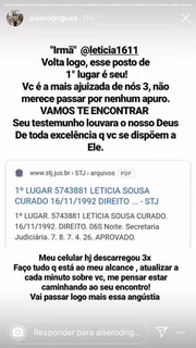 Prima de Letícia fez apelo pelas redes sociais a fim de encontrar a jovem: “Será sempre a nossa número 1”