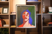 Quadro pintado por uma das filhas da arquiteta, que herdou o talento para desenhar da mãe 