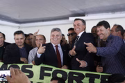 Alberto Fraga e Jair Bolsonaro se encontraram hoje com policiais militares no Clube dos Oficiais da PM
