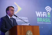 O presidente Jair Bolsonaro discursa no Palácio do Planalto