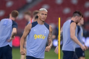 SINGAPORE, SINGAPORE - JULY 25: Richarlison of Tottenham Hotspur takes part in drills during an open training session the National Stadium on July 25, 2023 in Singapore. (Photo by Playmaker/MB Media/Getty Images)