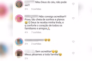 Comentários de amigos na última publicação dela no Instagram