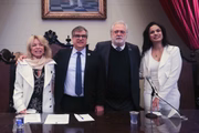Da esquerda para direita: Maria Arminda do Nascimento Arruda (vice-reitora da USP), Carlos Gilberto Carlotti Junior (reitor da USP), Celso Fernandes Campilongo (diretor da Faculdade de Direito) e Ana Elisa Liberatore Silva Bechara (vice-diretora da Faculdade de Direito)
