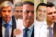 Ex-ministros generais Augusto Heleno e Braga Neto, o ex-presidente Jair Bolsoinaro e o almirante Almir Garnier, ex-comandante da Marinha
