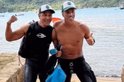 Os amigos João Paulo Diniz e Juraci Moreira. Eles participaram de uma prova de triatlo no sábado (30/7) 