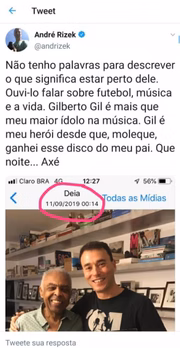 Post em que Rizak deixou escapar intimidade do casal