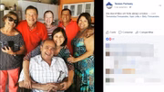 A foto que apresenta os cunhados de Izalci foi postada na página da empresa Tendas Park Way, pertencente a Newton Fernandes, irmão de Ivone Fernandes (à direita), esposa de Izalci. A empresa também foi contratada pelo PSDB-DF