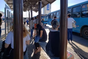 Na Praça do Relógio, paradas também estavam lotadas