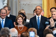 George W. Bush, Former First Lady Laura Bush and Former President Barack Obama arrive for the inauguration of U.S. President-elect Donald Trump 