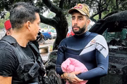 Policial e Pedro Scooby no Rio Grande do Sul após resgate