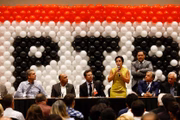 Cristiane Brasil discursa no evento do PTB