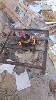 Fogão improvisado por brasileiros em Gaza