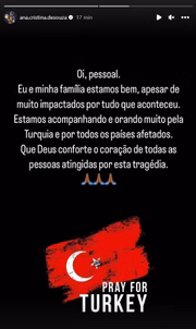 A ponteira Ana Cristina avisou aos fãs que ela e sua família estão bem