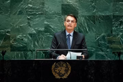 O presidente Jair Bolsonaro durante a abertura da 74ª Assembleia Geral das Nações Unidas, em 2019