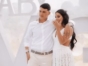 Mirella Santos e Gabriel Farias no chá revelação de Luna