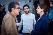 Paulo Betti e Debora Bloch durante as gravações do filme