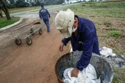 Coveiro de cemitério de Goiânia tira proteção após sepultamento de vítima com Covid-19 para queimar em latão