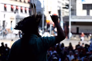 Protesto contra o marco temporal no Theatro Municipal 6, em São Paulo