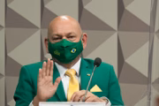 Empresário Luciano Hang na CPI da Covid-19, no Senado