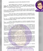 Contrato divulgado por Erlan Bastos