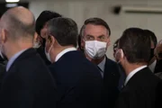 Presidente Jair Bolsonaro chega à exposição de demonstração das aplicações práticas do uso da nova tecnologia 5g standalone no Brasil.