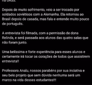 Entrevista foi gravada e seria exibido na escola.