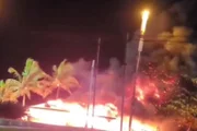 Pessoas que passavam pelo local registraram imagens das chamas
