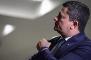 Ex-juiz e senador Sergio Moro (União-PR) nas dependências do Congresso Nacional