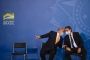 Ministro da Saúde, Marcelo Queiroga, e presidente Jair Bolsonaro em evento no Palácio do Planalto