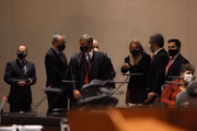 Tribunal Especial Misto (TEM), comandado pelo presidente do Tribunal de Justiça do Rio, Henrique Figueira (centro)