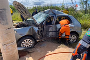 Ela foi socorrida e transportada para o Hospital Regional de Santa Maria